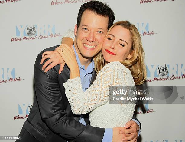 Actor John Tartaglia with actress Kerry Butler attend "Big" Opening Night After Party the at The York Theatre at Saint Peters on October 12, 2014 in...
