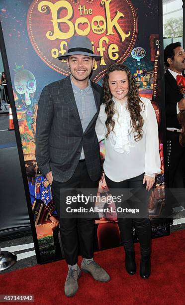 Jesse y Joy arrives for the Premiere Of Twentieth Century Fox And Reel FX Animation Studios' "The Book Of Life" held at Regal Cinemas L.A. Live on...