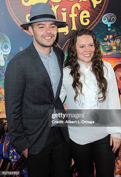 Jesse y Joy arrives for the Premiere Of Twentieth Century Fox And Reel FX Animation Studios' "The Book Of Life" held at Regal Cinemas L.A. Live on...