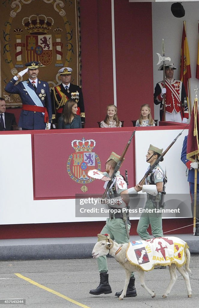 Spanish Royals Attend National Day Military Parade 2014