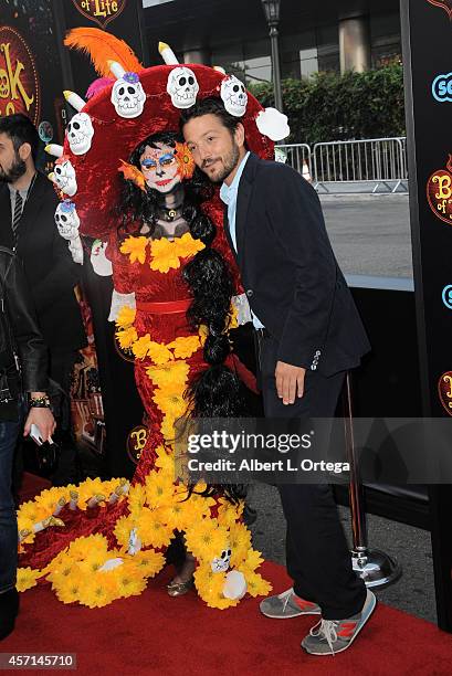 Actor Diego Luna arrives for the Premiere Of Twentieth Century Fox And Reel FX Animation Studios' "The Book Of Life" held at Regal Cinemas L.A. Live...