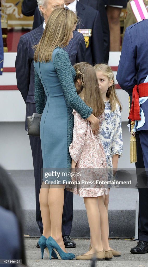 Spanish Royals Attend National Day Military Parade 2014