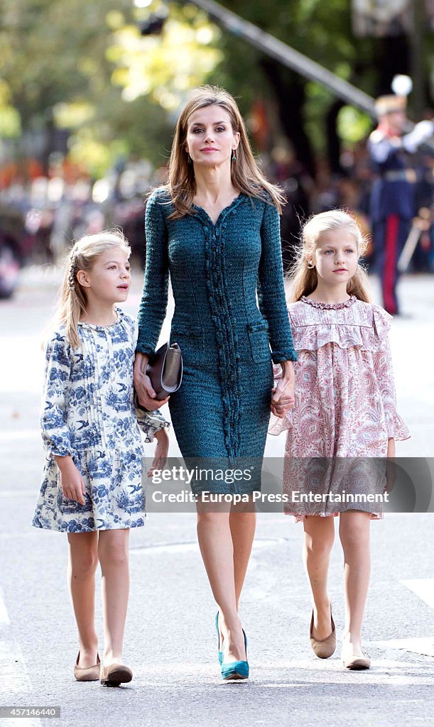 Spanish Royals Attend National Day Military Parade 2014