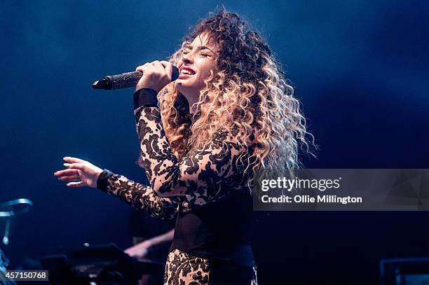 Ella Eyre performs on stage at Shepherds Bush Empire on October 10, 2014 in London, United Kingdom.