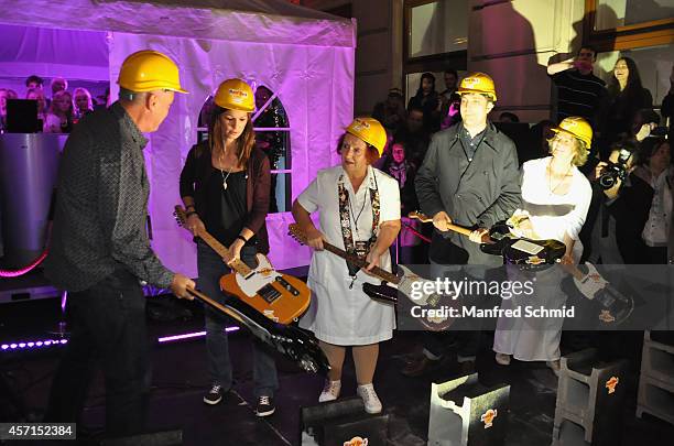 Hard Rock Cafe International Hamish Dodds, Christina Stuermer, first waitress at Hard Rock Cafe London Rita Gilligan, James Walsh of Starsailor and...