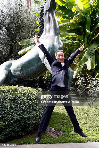 Roberto Benigni attends a photocall at RAI Viale Mazzini on October 13, 2014 in Rome, Italy.