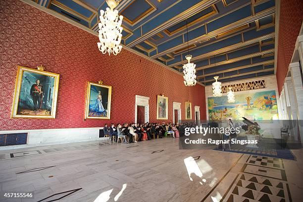 Queen Sonja of Norway, daughter of The President of India Sharmistha Mukherjee, The President of India Pranab Mukherjee and King Harald V of Norway...