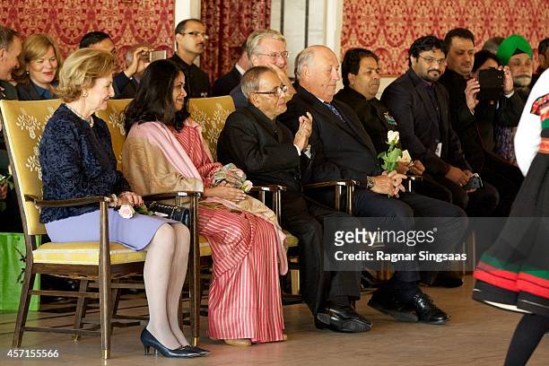 Queen Sonja of Norway, daughter of The President of India Sharmistha Mukherjee, The President of India Pranab Mukherjee and King Harald V of Norway...
