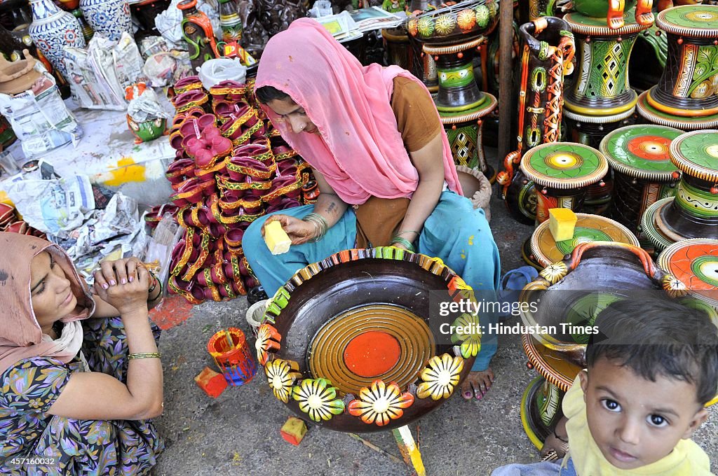 Vendors Make Diyas And Other Decorations For Diwali Festival