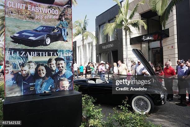 Ferrari is on display at the 'Race Through the Decades 1954-2014'' during the celebration of 60th anniversary of Ferrari in Beverly Hills, United...