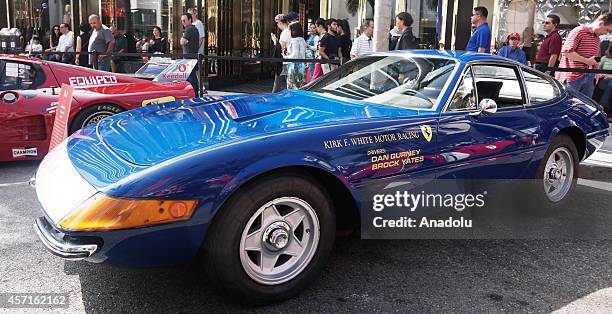 Ferrari 365 GTB/4 Daytona is on display at the 'Race Through the Decades 1954-2014'' during the celebration of 60th anniversary of Ferrari in Beverly...