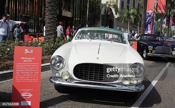 Ferrari 250 Europa GT is on display at the 'Race Through the Decades 1954-2014'' during the celebration of 60th anniversary of Ferrari in Beverly...