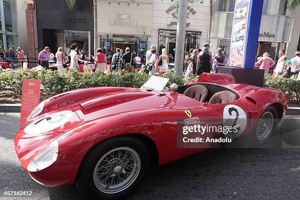 Ferrari 412 MI is on display at the 'Race Through the Decades 1954-2014'' during the celebration of 60th anniversary of Ferrari in Beverly Hills,...