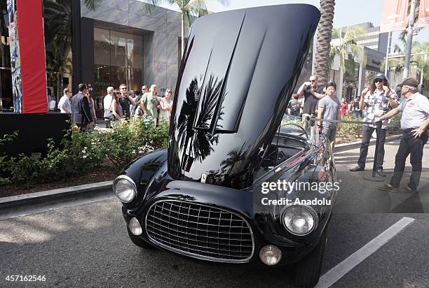 Ferrari is on display at the 'Race Through the Decades 1954-2014'' during the celebration of 60th anniversary of Ferrari in Beverly Hills, United...