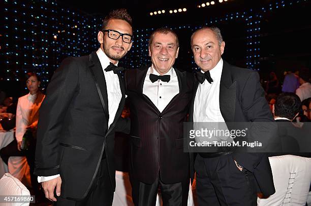Hidetoshi Nakata, Antonio Caliendo and Osvaldo Ardiles attend the Golden Foot 2014 Awards Ceremony at Sporting Club on October 13, 2014 in...