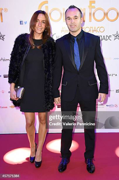 Andreas Iniesta and his wife Anna Ortiz attend the Golden Foot 2014 Awards Ceremony at Sporting Club on October 13, 2014 in Monte-Carlo, Monaco.