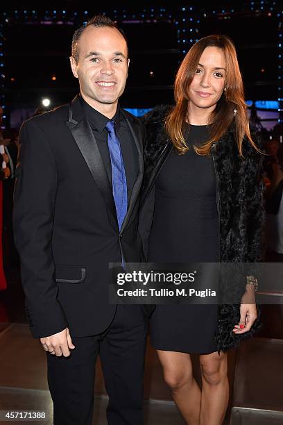 Andreas Iniesta and his wife Anna Ortiz attend the Golden Foot 2014 Awards Ceremony at Sporting Club on October 13, 2014 in Monte-Carlo, Monaco.