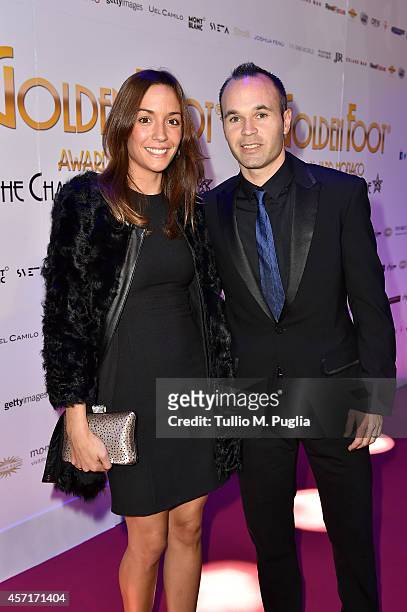 Andreas Iniesta and his wife Anna Ortiz attend the Golden Foot 2014 Awards Ceremony at Sporting Club on October 13, 2014 in Monte-Carlo, Monaco.