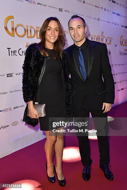 Andreas Iniesta and his wife Anna Ortiz attend the Golden Foot 2014 Awards Ceremony at Sporting Club on October 13, 2014 in Monte-Carlo, Monaco.