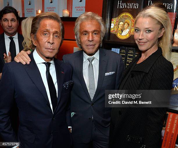 Valentino, Giancarlo Giammetti and Tamara Beckwith at Carlos Souza's book signing of #Carlos's Places, at The Assouline Boutique at Claridge's Hotel...