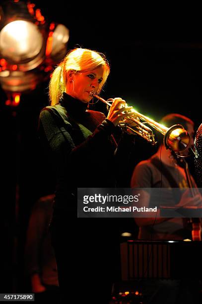 Alison Balsom performs on stage at rehearsal at Royal Albert Hall on October 13, 2014 in London, United Kingdom.