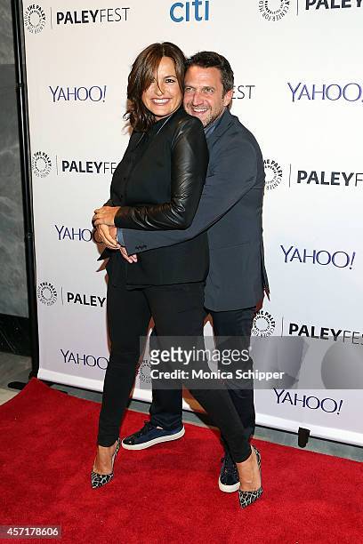 Mariska Hargitay and Raul Esparza attend 2nd Annual Paleyfest New York Presents: "Law & Order: SVU" at Paley Center For Media on October 13, 2014 in...