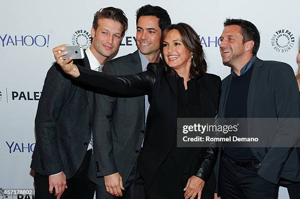 Peter Scanavino, Danny Pino, Mariska Hargitay and Raul Esparza attend the 2nd Annual Paleyfest New York Presents; Law & Order: SVU" at Paley Center...