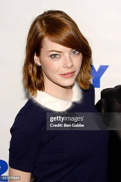 Actress Emma Stone attends the 92nd Street Y Film Series: "Birdman, Or The Unexpected Virtue Of Ignorance." at the 92nd Street Y on October 13, 2014...