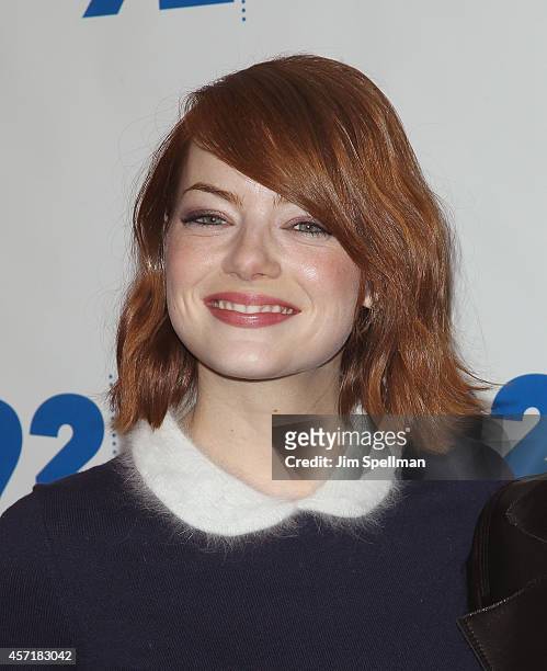 Actress Emma Stone attends the 92nd Street Y Film Series: "Birdman, Or The Unexpected Virtue Of Ignorance"at 92nd Street Y on October 13, 2014 in New...