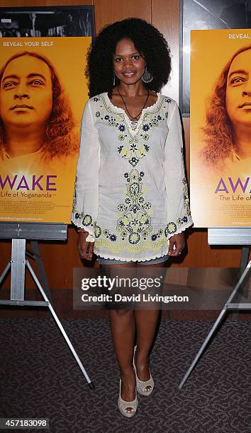 Actress Kimberly Elise attends the premiere of Counterpoint Films' "Awake - The Life of Yogananda" at the Directors Guild of America on October 13,...