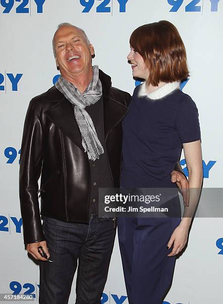 Actors Michael Keaton and Emma Stone attend the 92nd Street Y Film Series: "Birdman, Or The Unexpected Virtue Of Ignorance"at 92nd Street Y on...