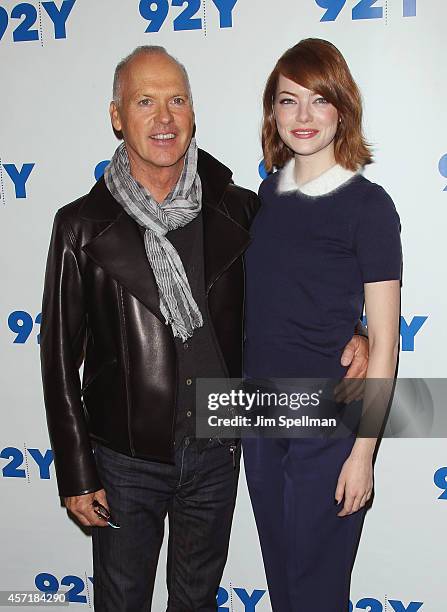 Actors Michael Keaton and Emma Stone attend the 92nd Street Y Film Series: "Birdman, Or The Unexpected Virtue Of Ignorance"at 92nd Street Y on...