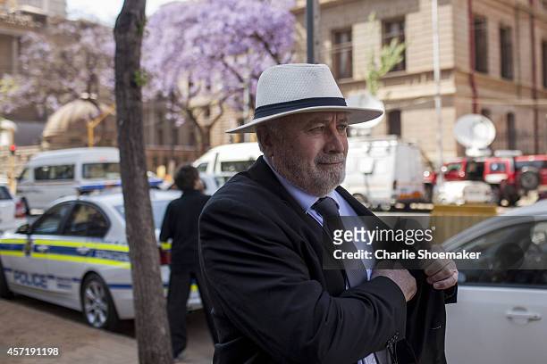 Henke Pistorius, father of Oscar, arrives at North Gauteng High Court on October 14, 2014 in Pretoria, South Africa. Pistorius will be sentenced...