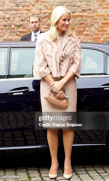 Princess Mette-Marit of Norway attends a luncheon at Akershus Fortress on day two of the state visit from India on October 14, 2014 in Oslo, Norway.