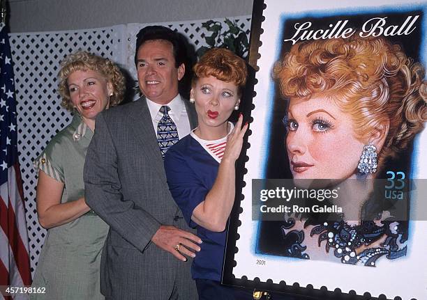 Ethel Mertz look-alike Roberta Wall, Ricky Ricardo look-alike Adrian Israel and Lucy Ricardo look-alike Suzanne LaRusch attend the "Loving Lucy 2000"...