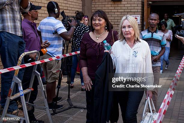 June Steenkamp leaves the North Gauteng High Court on October 14, 2014 in Pretoria, South Africa. Pistorius will be sentenced having been found...