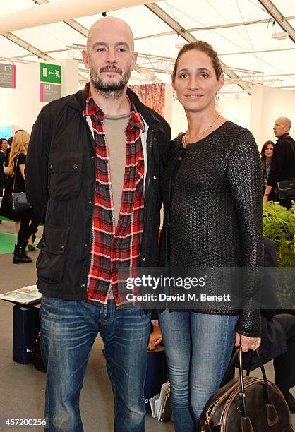 Jake Chapman and Rosemary Ferguson attend VIP Preview of the Frieze Art Fair 2014 in Regent's Park on October 14, 2014 in London, England.