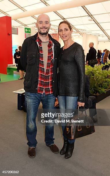 Jake Chapman and Rosemary Ferguson attend VIP Preview of the Frieze Art Fair 2014 in Regent's Park on October 14, 2014 in London, England.
