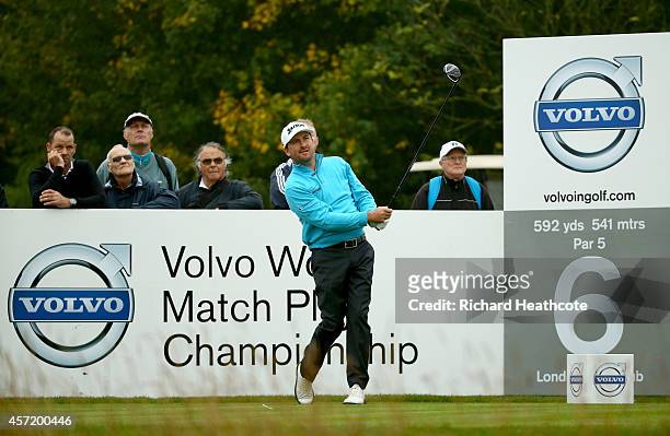 Graeme McDowell of Northern Ireland in action during the pro-am for the Volvo World Matchplay at The London Club on October 14, 2014 in Ash, England.