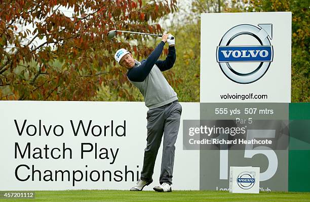 Mikko Ilonen of Finland in action during the pro-am for the Volvo World Matchplay at The London Club on October 14, 2014 in Ash, England.