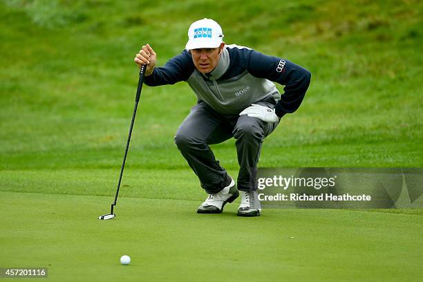 Mikko Ilonen of Finland in action during the pro-am for the Volvo World Matchplay at The London Club on October 14, 2014 in Ash, England.