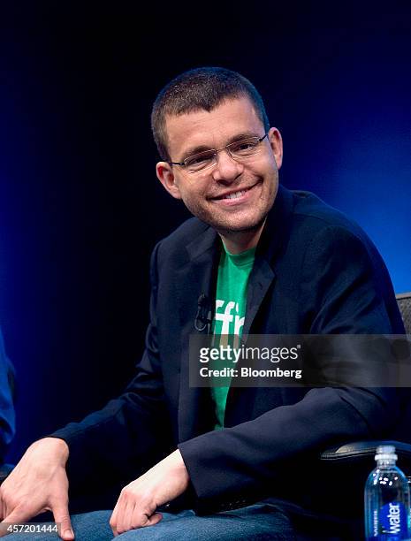 Max Levchin, co-founder of PayPal Inc. And chairman of Kaggle Inc., smiles during a panel discussion at the DreamForce Conference in San Francisco,...