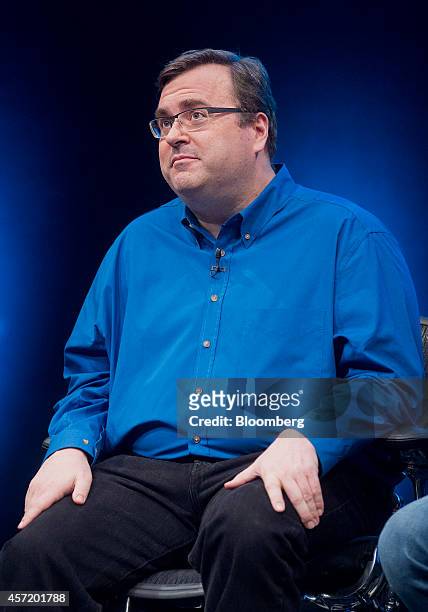 Reid Hoffman, chairman and co-founder of LinkedIn Corp., looks on during a panel discussion at the DreamForce Conference in San Francisco,...