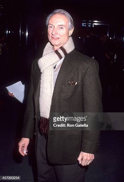 Artist Roy Lichtenstein attends the "L.A. Story" New York City Premiere on January 30, 1991 at the Roy & Niuta Titus Theater 1, Museum of Modern Art...