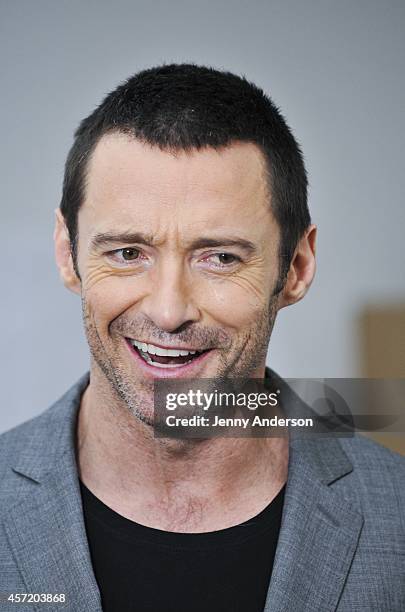 Hugh Jackman attends the meet and greet of 'The River' on October 14, 2014 in New York City.