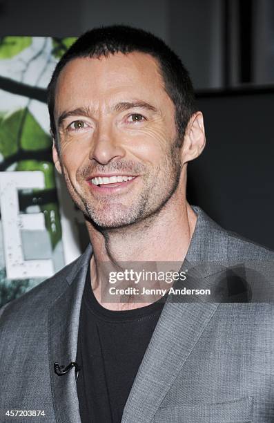 Hugh Jackman attends the meet and greet of 'The River' on October 14, 2014 in New York City.