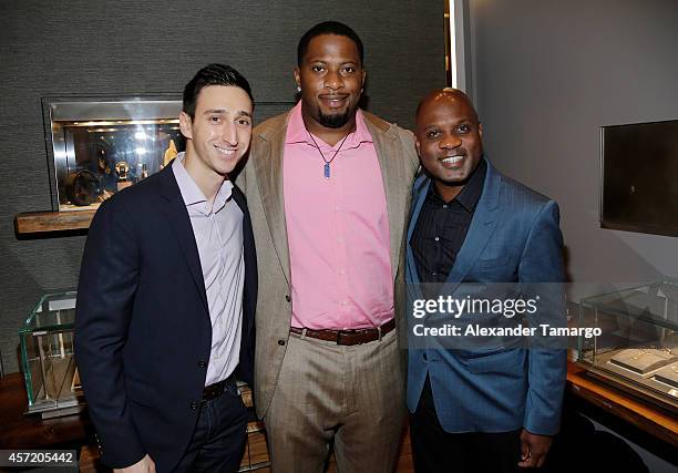 Adam Cohen, Randy Starks and Lamell McMorris are seen at David Yurman In-Store Shopping Event Hosted by Randy Starks To Benefit The Florida Breast...