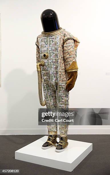 Sculpture by artist Gerald Machona entitled 'Ndiri Afronaut ' is pictured during the VIP and press day at the Frieze Art Fesival on October 14, 2014...