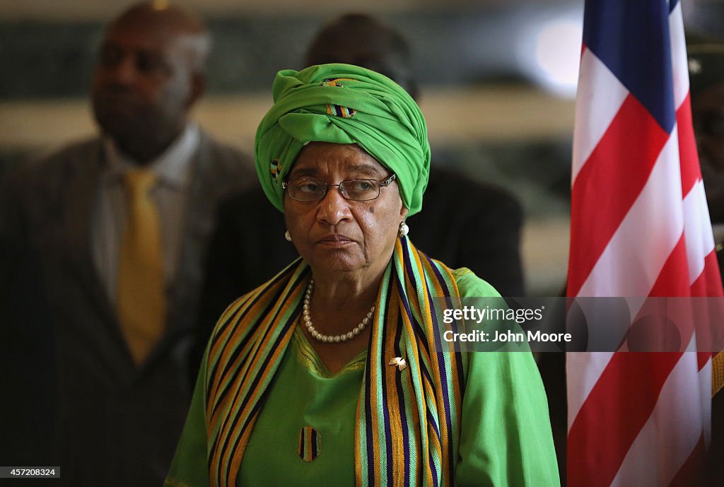 Liberian President Sirleaf And USAID Administrator Shah Hold Press Conference