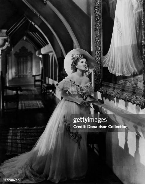 Actress Joan Fontaine poses for a portrait for the movie 'Rebecca' released in 1940.